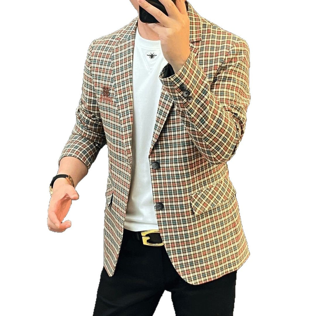 Versatile Plaid Suit For Men