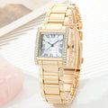 Fashionable Womens Watch Rectangular Timepiece With Roman Numerals And Diamond Accents