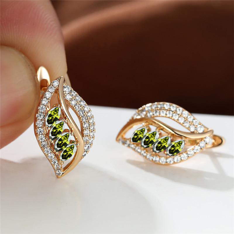 Ins Leaf-shaped Rhinestones Earrings Fashion Unique Zircon-encrusted Stud Earrings Women's Jewelry