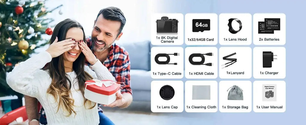 8K Digital Camera for Photography Autofocus WiFi 88MP Vlogging Camera with Dual-Lens 16X Digital Zoom Touch Screen Travel Camera