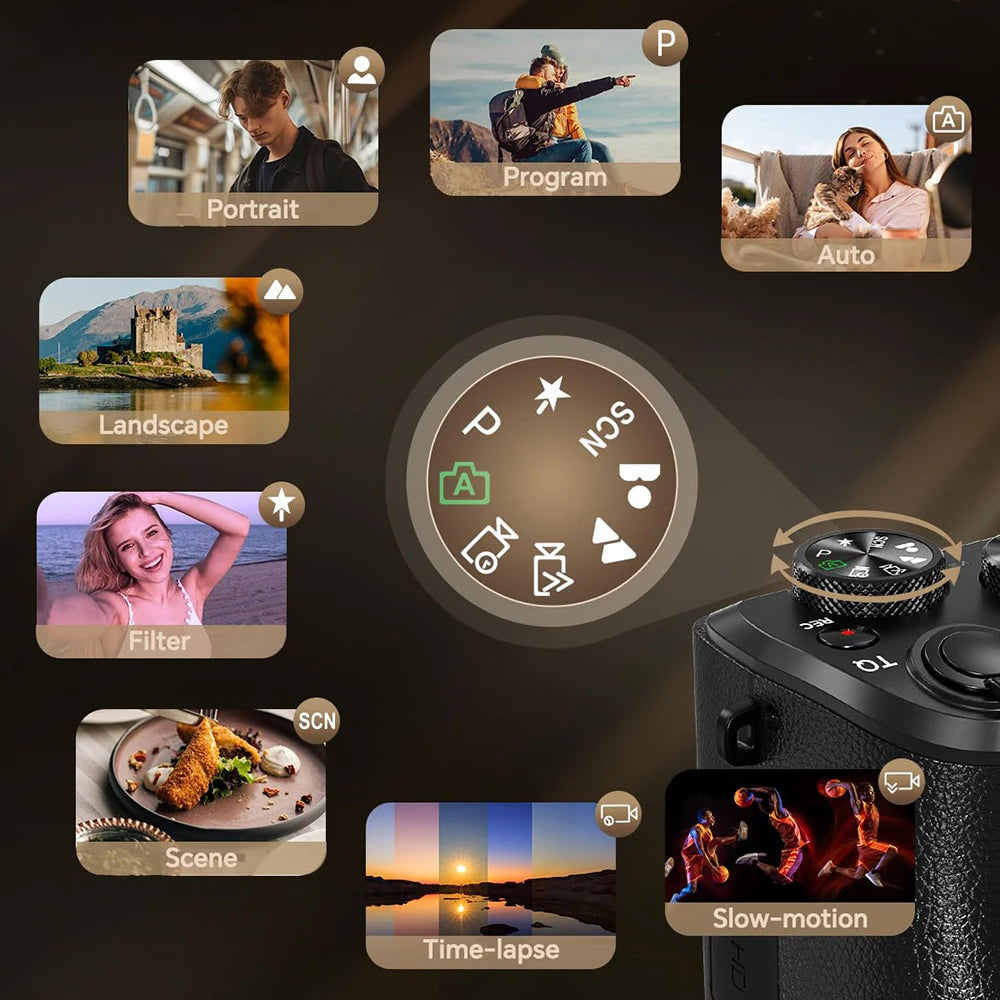 8K Digital Camera for Photography Autofocus WiFi 88MP Vlogging Camera with Dual-Lens 16X Digital Zoom Touch Screen Travel Camera