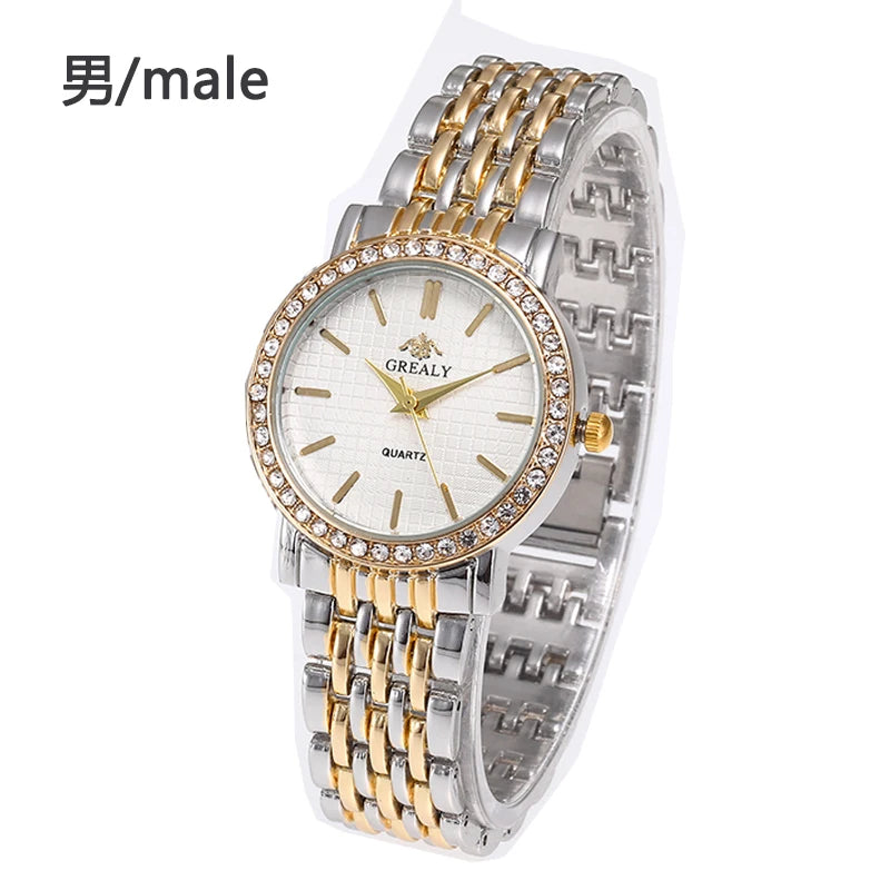 Fashionable Diamond-Encrusted Bracelet Watch with Roman Numerals, Casual Steel Band Watch for Men, Couple's Quartz Gift Women's Watch