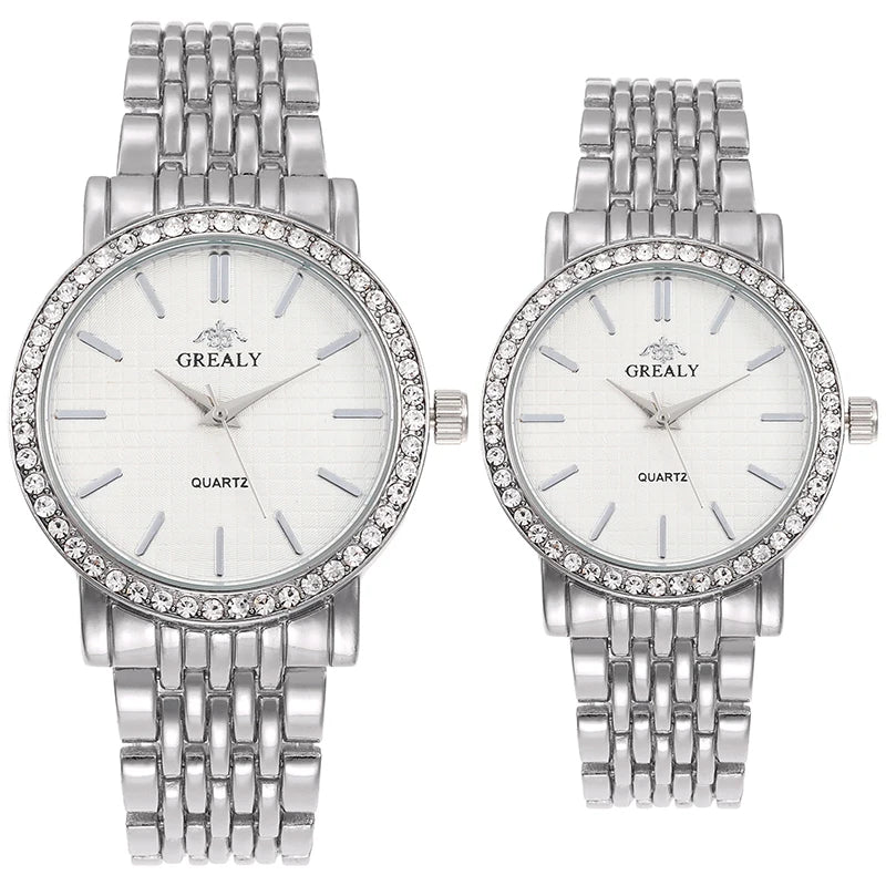 Fashionable Diamond-Encrusted Bracelet Watch with Roman Numerals, Casual Steel Band Watch for Men, Couple's Quartz Gift Women's Watch