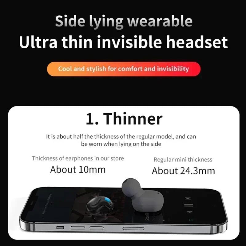 X55 Sleeping Earbuds Wireless Mini Headphones for Work TWS Bluetooth Earphone Stereo Hidden Headsets with Mic HD Call Waterproof