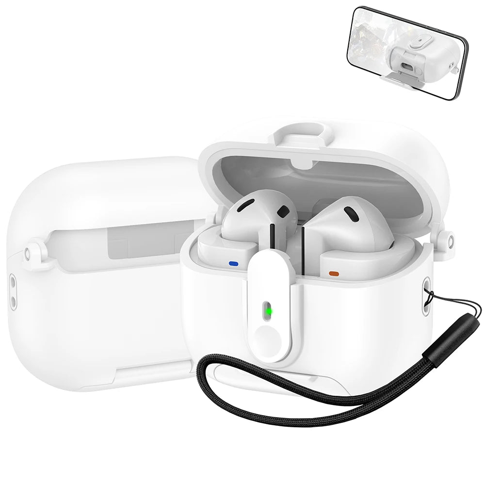 Security Lock Case For Samsung Galaxy Buds 3 Pro Buzz 3 Pro TPU Cover With Lanyard Phone Stand Shockproof Charging Box Coque