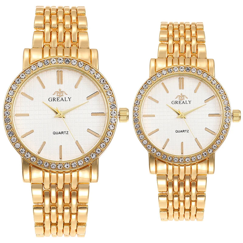 Fashionable Diamond-Encrusted Bracelet Watch with Roman Numerals, Casual Steel Band Watch for Men, Couple's Quartz Gift Women's Watch