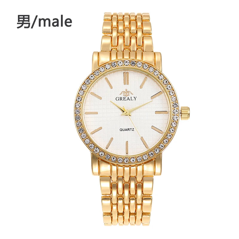 Fashionable Diamond-Encrusted Bracelet Watch with Roman Numerals, Casual Steel Band Watch for Men, Couple's Quartz Gift Women's Watch