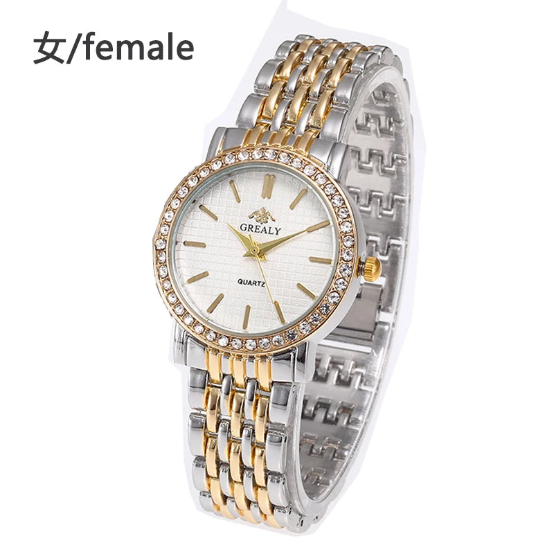 Fashionable Diamond-Encrusted Bracelet Watch with Roman Numerals, Casual Steel Band Watch for Men, Couple's Quartz Gift Women's Watch