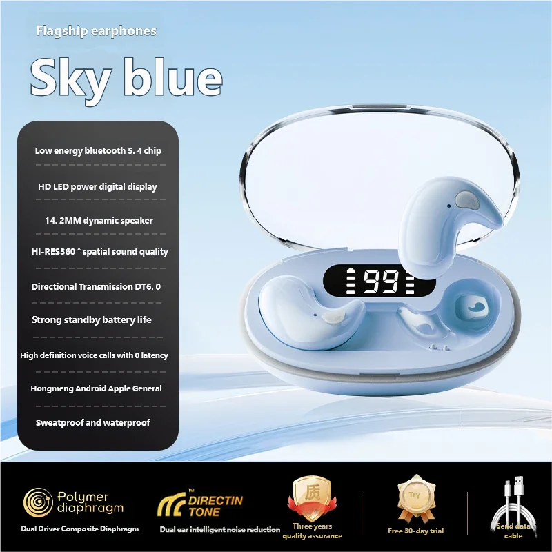 X55 New Mini Sleep Bluetooth 5.3 Earbuds Pain Free Touch, High-Quality Calls Earphone, Long Battery, Private Mold, Universal Fit