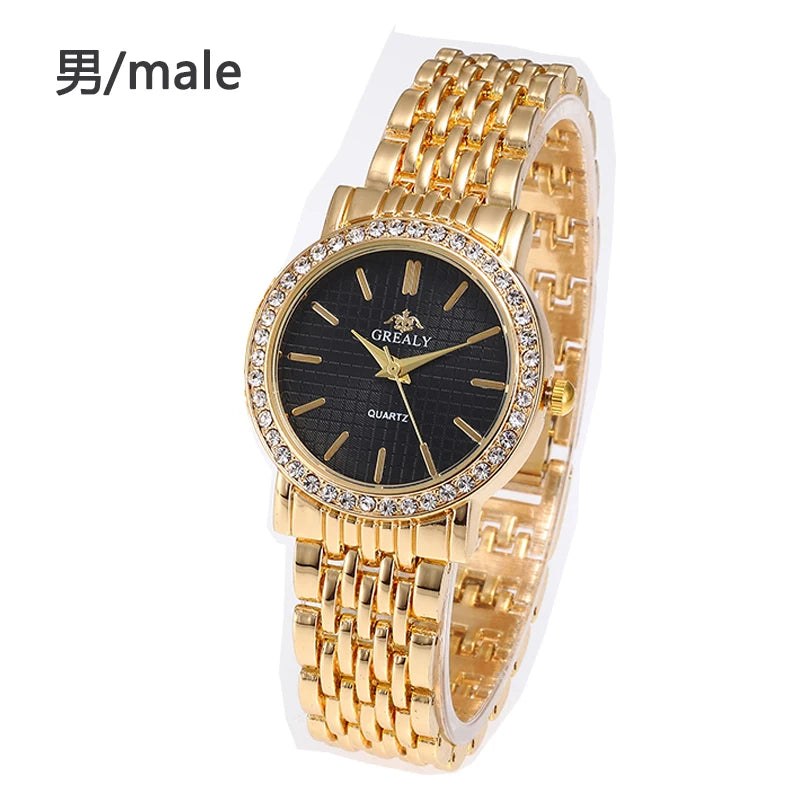 Fashionable Diamond-Encrusted Bracelet Watch with Roman Numerals, Casual Steel Band Watch for Men, Couple's Quartz Gift Women's Watch