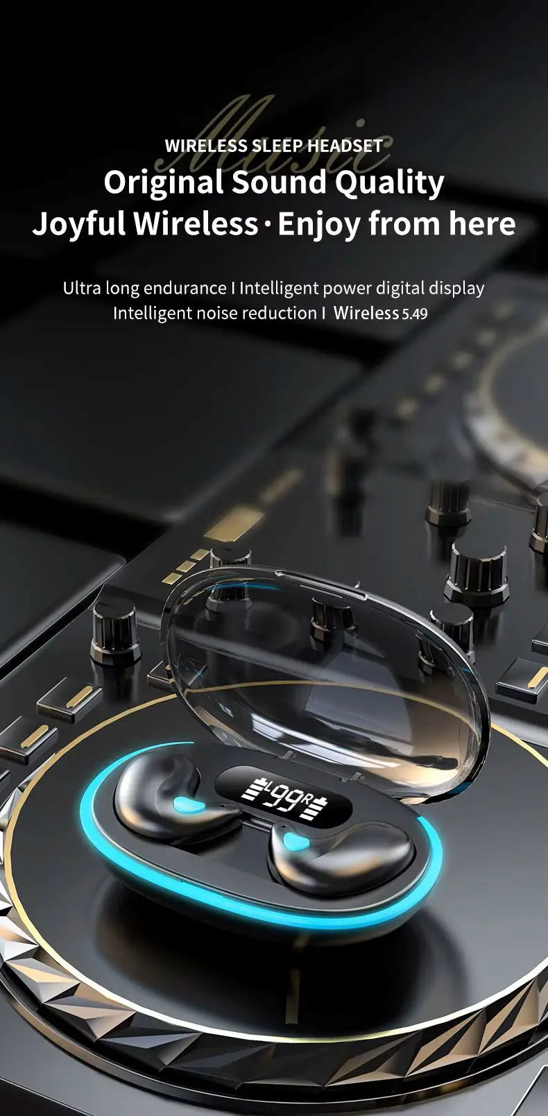 X55 New Mini Sleep Bluetooth 5.3 Earbuds Pain Free Touch, High-Quality Calls Earphone, Long Battery, Private Mold, Universal Fit