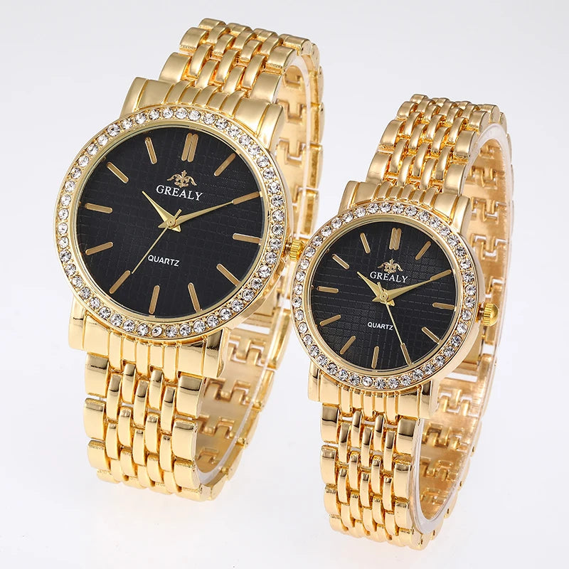 Fashionable Diamond-Encrusted Bracelet Watch with Roman Numerals, Casual Steel Band Watch for Men, Couple's Quartz Gift Women's Watch