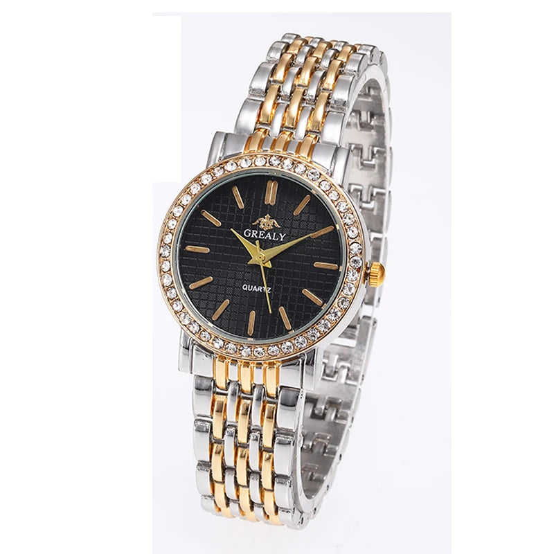 Fashionable Diamond-Encrusted Bracelet Watch with Roman Numerals, Casual Steel Band Watch for Men, Couple's Quartz Gift Women's Watch