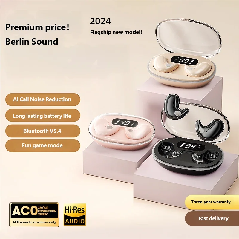 X55 New Mini Sleep Bluetooth 5.3 Earbuds Pain Free Touch, High-Quality Calls Earphone, Long Battery, Private Mold, Universal Fit