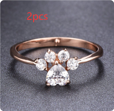 Cute Cat-claw-shaped Rings Fashion Personality Rhinestone Ring Women's Jewelry