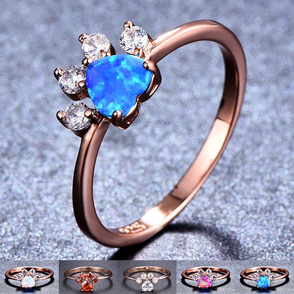 Cute Cat-claw-shaped Rings Fashion Personality Rhinestone Ring Women's Jewelry